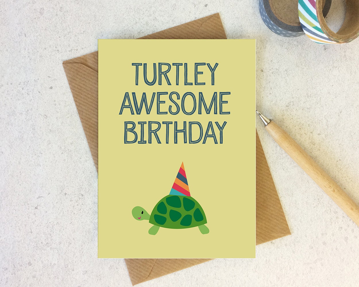 Funny turtle birthday Card cute animal card friend card