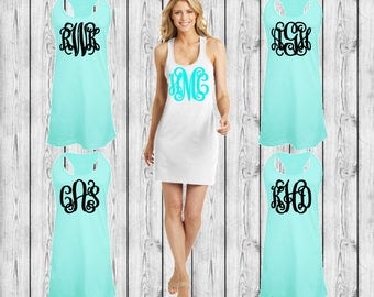 Monogrammed Swimsuit Coverup, Monogram Swim Cover Ups, Monogrammed Tank dress, Bridesmaid Gift, Cruise, Wedding, Bachelorette