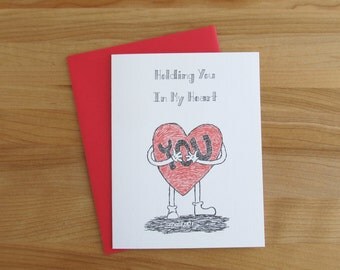 Holding You In My Heart // Sweet, Romantic, Valentine, Birthday, Anniversary Card for Him or Her // Long Distance Relationship Card