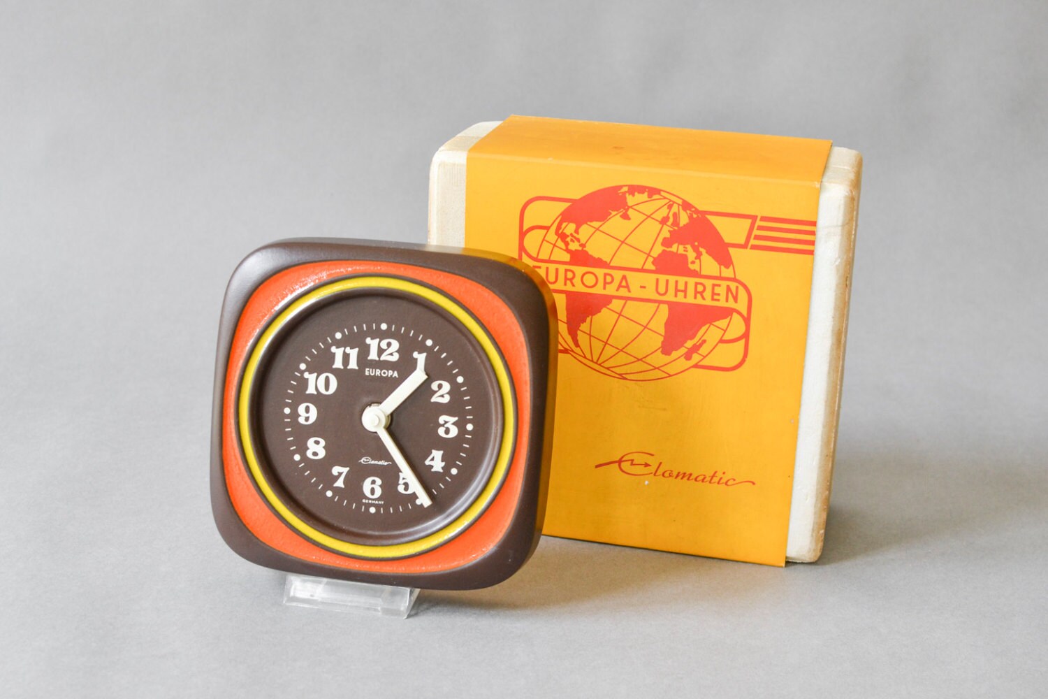 70s pottery clock 70s wall clock 70s home decor Europa