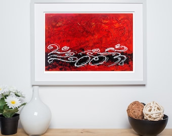 Triathlon Artwork Sequence -Triathlon Art Print - Ironman Triathlon wall decor - Gift for Triathlete- Red and black