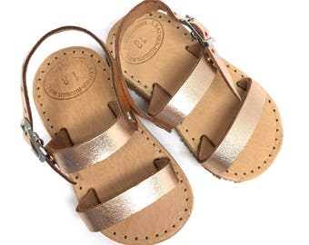 Baby Sandals. Summer leather sandals. Sandals for girls. Rose gold sandals. Flat sandals.Greek leather sandals. Baby shoes. Baby girl sandal