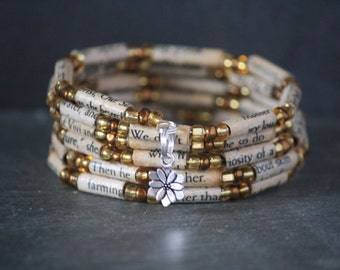Divine Secrets of the Ya-Ya Sisterhood, recycled book bracelet, book page bracelet, book lover gift, recycled book jewelry, literary jewelry