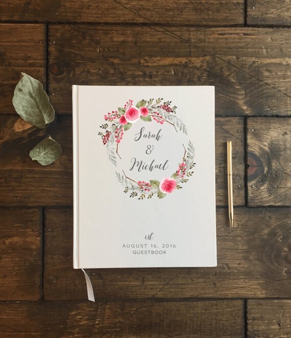 Wedding Guest Book Guestbook Floral Rustic Wedding Guest Book Guestbook Floral Rustic