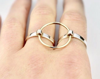 Fidget Jewelry Kinetic Spinning Doublet Ring | 14k Fill and Silver | Nervous Habit Jewelry