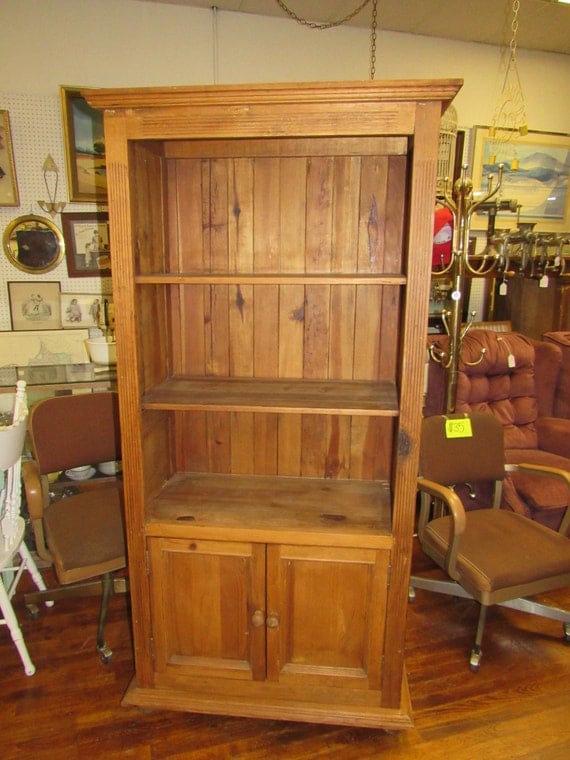 Tall pine shelf cabinet