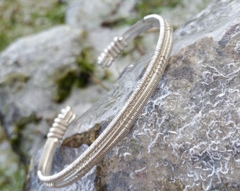 Sterling Silver Cuff >< Wire Wrap Bracelet >< Silver Cuff >< Wire Wrapped Jewelry >< Bracelet >< Woven Bracelet >< Handmade Jewelry
