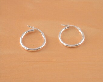925 Silver Hoop Earrings/18.5mm Hoop Earrings/Creole Style Earrings/Plain Hoop Earrings/Hoop Earrings/Hinge Clip Hoop Earrings/Hoop Earrings