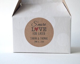 20 Kraft 2" Round Sticker Label Tags - Custom Wedding Favor & Gift Tags - S'more Love for Later Kraft