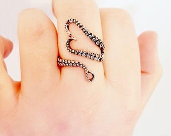 Octopus Wrap Ring Tentacles Kraken Pirate Sea Creature Gothic Jewellery