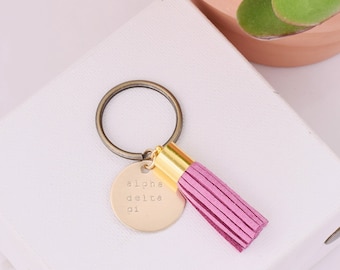 Alpha Delta Pi Sorority Keychain, Personalized ADPi Sorority Key Chain, ADPi Sorority Tassel Keychains, Big Little Keychain