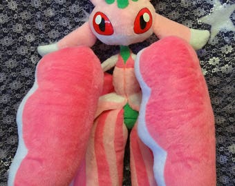 Pokemon Sun Moon inspired big Lurantis plushie (approx 70 cm tall) made of minky, full poseable plush doll!