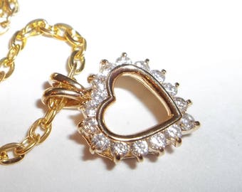 Rhinestone Sweet Heart Pendant Necklace