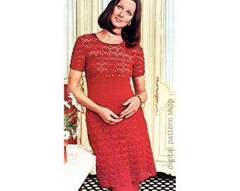 Crochet Dress & Pants Pattern Lace Midriff Dress and Trousers Crochet Pattern Lacy Tunic and Pants PDF Download- C203