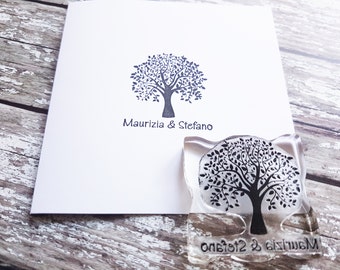 Custom Wedding Stamp / Tree Wedding Stationery / Name Stamp / Rubber Stamp
