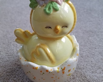 Vintage ceramic chick sugar dish