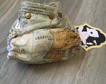 Cloth Diaper World Map Adventure - Diaper Cover or Pocket Diaper (One Size)
