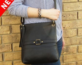 Black Leather Purse • Black Leather Crossbody • Black Purse • Leather Handbag • Leather Purse • Leather Crossbody