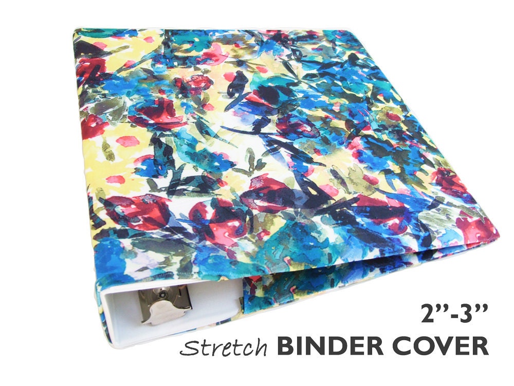 3 Ring Binder Cover Stretch BRIGHT FLOWERS Fabric Binder