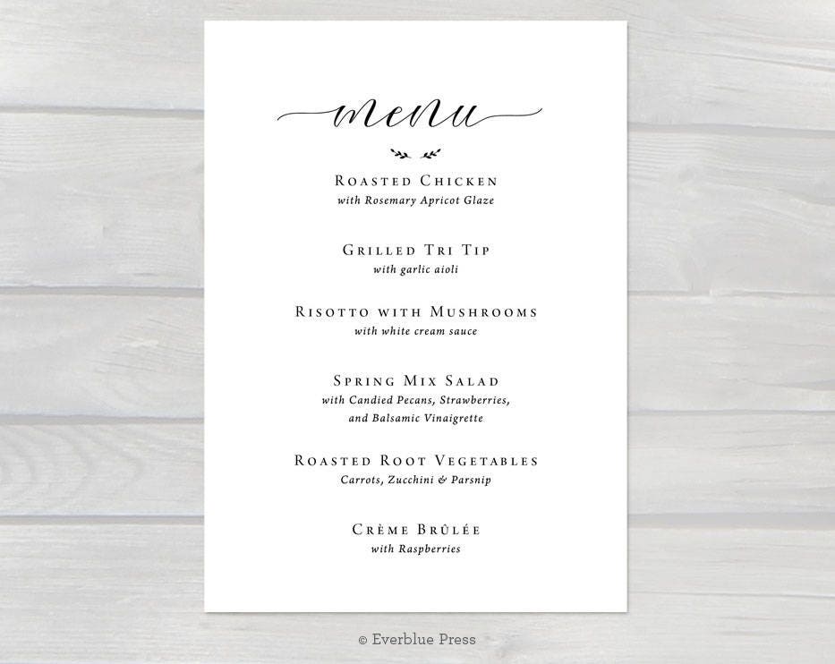 CUSTOM Digital Wedding Menu | Simple Black Calligraphy | Table ... CUSTOM Digital Wedding Menu | Simple Black Calligraphy | Table ...