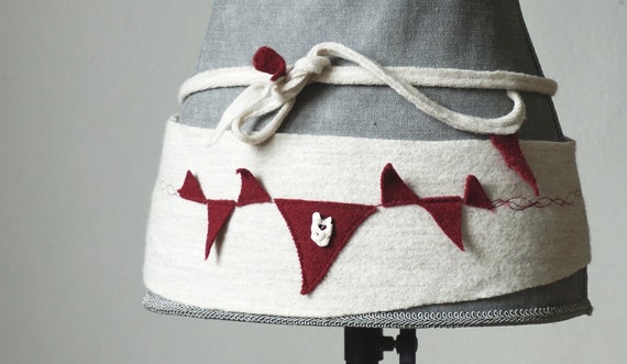 white wool belt I Wool Fabric wrap I Sash-belt I white-red loden obi I loden belt I