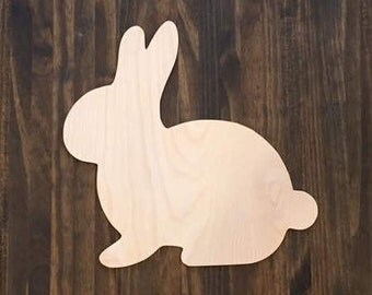 18" Wood Bunny Easter Spring Rabbit Shape Cutout Door Hanger Paint Party Unfinished
