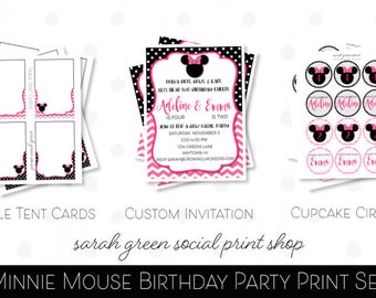 Custom Minnie Mouse Birthday Invitation & Party Printable Set