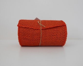 Orange BURLAP JUTE Mesh Ribbon Roll, 5.5" x 15' , 5 yds of 100% Jute Orange Jute Burlap Roll