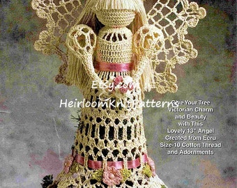 Victorian Christmas Tree Topper Lacy Angel Crochet Pattern Tree Top Angel Christmas Angel Tree Trims Angels Crochet PDF Pattern - 1072
