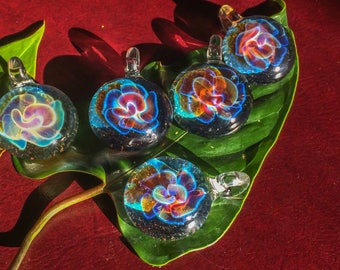 Glass Flower Pendant - Lampwork Flower Pendant - Heady Pendant - Boro Glass Pendant - Trippy Glass Pendant - Bridesmaid Gift Glass Pendant