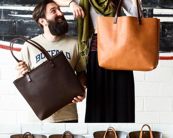 Leather Tote HUGE SALE - Leather Bag Handmade in Portland, Full-Grain Cowhide- Award Winning Leather Tote Portland Leather Goods