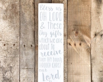 Bless Us Oh Lord Dinner/Meal Prayer Hand Painted Wooden Sign