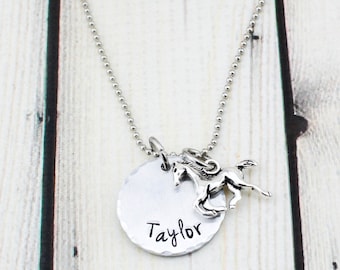 Personalized Horse Necklace - Hand Stamped Name Necklace for Kids - Personalized Horse Jewelry - Horse Birthday Gift - Hand Stamped Jewelry
