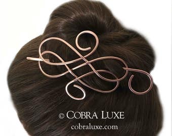 Celtic Hair Barrette Copper Bun Holder Long Hair Clip Copper Hair Stick Hair Pin Hair Slide Long Hair Accessory Mothers Day gift