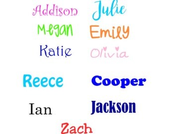 Custom Name Vinyl Decal, Name Label, Vinyl Name Decal, Any name or word for Yeti, Tumbler, Swell Bottle, Corkcicle, Batting Helmet