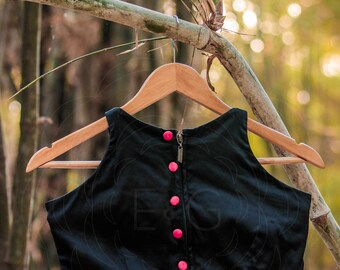 Nightsong Black Lycra Satin Back Zipper Crop Top Style Blouse