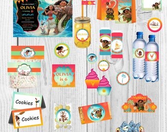 Moana Birthday Party,Moana Party Decoration,Moana Banner,Moana Invitation,Moana Party,Moana Cupcake Toppers,Disney Moana Party Supplies