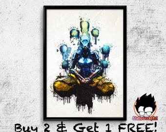 Zenyatta Watercolor Art Print, Overwatch Poster on Archival Matte Paper or Cotton Canvas