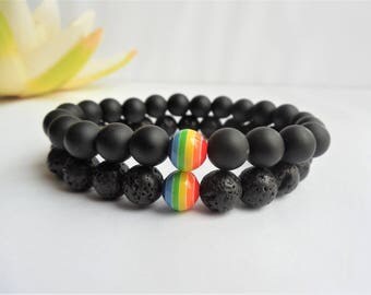 gay jewelry gay pride bracelet rainbow bracelet bead bracelet gay pride jewelry gay couples gay wedding gift his and his gay boyfriend gift