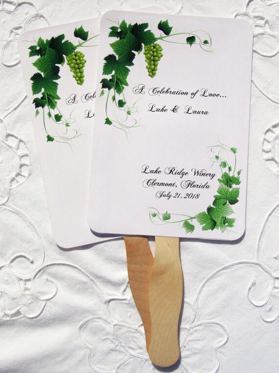 Winery Wedding Fans - Vineyard Wedding Fans - Wedding Wine Favors - Winery Wedding Fans - Vineyard Favor Fans Il_570xn