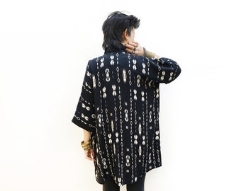 Black Kimono Jacket, Bohemian Fashion, Aztec Kimono, Light Jacket, Boho Kimono Cardigan, Black Cover Up, Aztec Clothing, Plus Size Kimono