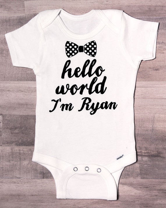Hello World Baby Name Onesie Baby Boy Onesie New Baby Gift