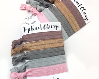 Elastic Hair Ties - Gray Hair Tie - Top Knot Chicago - Yoga Hair Ties - Hair Accessories for Women - No Crease Hair Tie - Hair Band Bracelet
