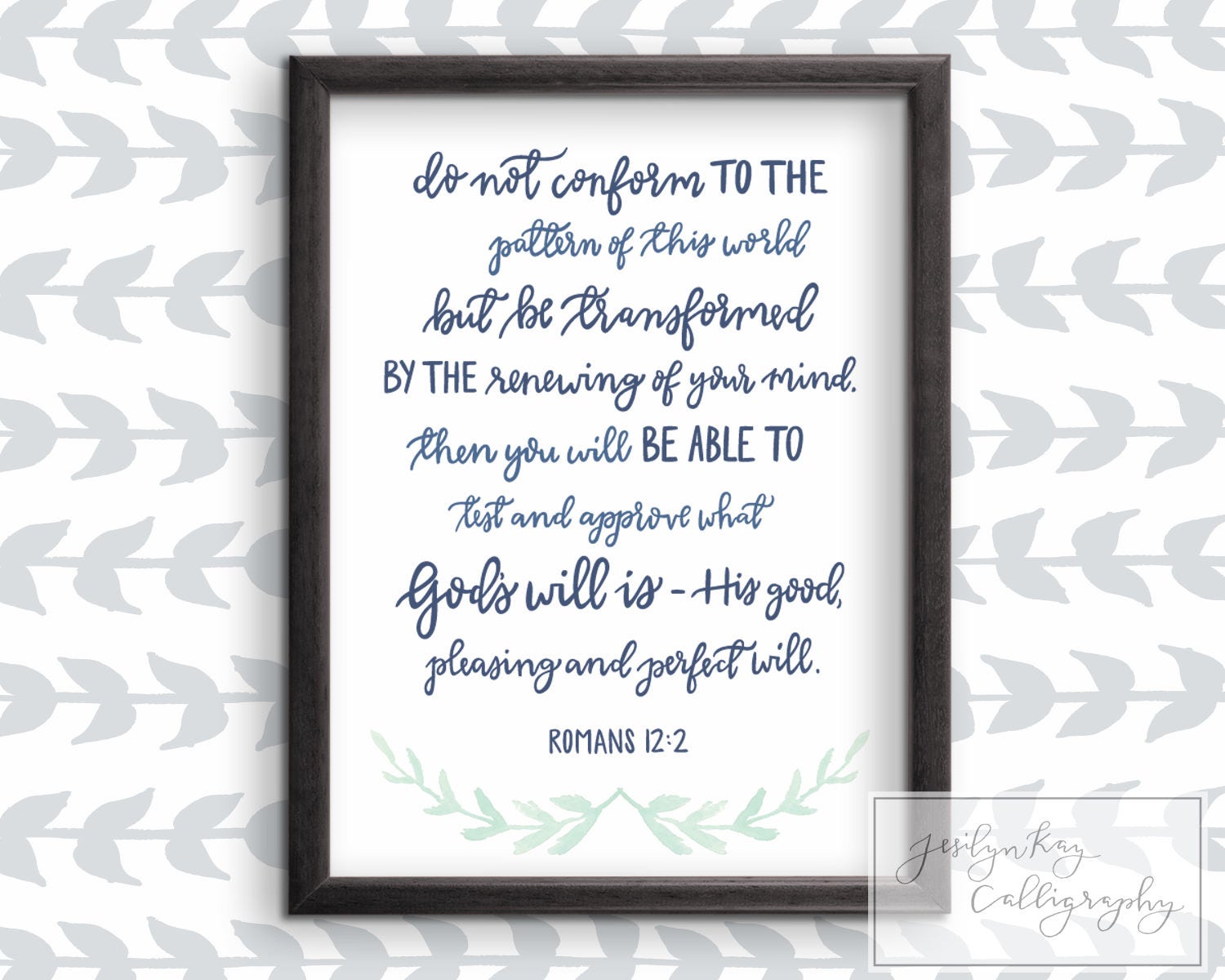 Bible Verse Printable Art Romans 12:2-Hand Lettered