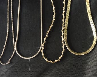 Vintage Lot of 4 Sterling Silver Chain Necklaces All Different Styles