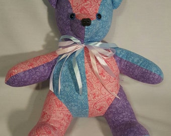 Patchwork teddy bear stuffed animal/ softie/ plush