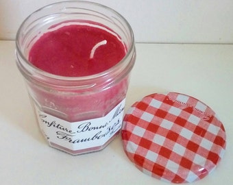 Soy candle, red candle, jam jar, scented candle with plum jam, soya colza wax, handmade, gift
