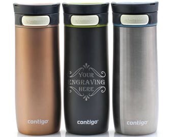 Personalized Travel Mug - Contigo Midtown - 14 oz. Vacuum Insulated Stainless Steel - 100% Spill Proof - Personalized Gift, Employee Gift