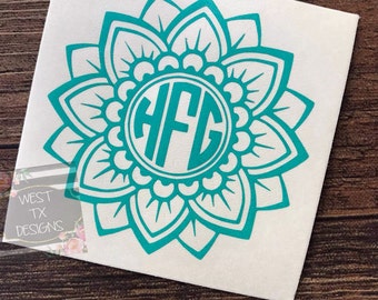 Flower Decal | Yeti Decal | Monogram Decal | Car Window Decal | Vinyl Decal | Macbook Decal | Yeti Monogram | Personalized Decal