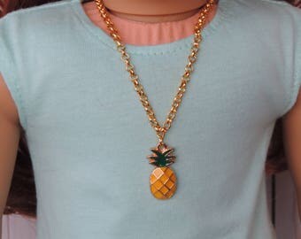 Gold Pineapple Necklace for American Girl Doll and other 18 inch dolls